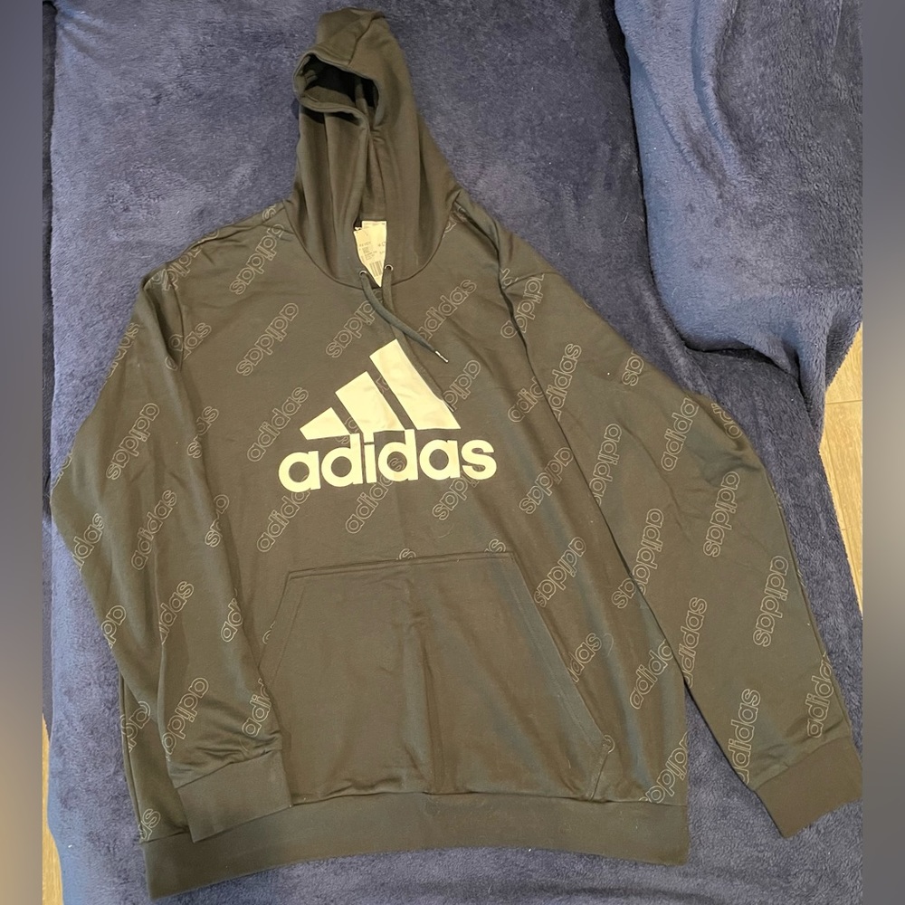 black adidas monogrammed hoodie 2XL with tags